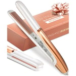 Lily England Ceramic Hair Straighteners for Women - 2 in 1 Hair Straightener and Curler, Fast Heating Plates, 100-230℃ Adjustable Temperature - Hair Straighteners & Curlers in One, White & Rose Gold