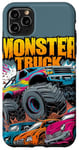 iPhone 11 Pro Max Monster Truck Crushing Cars Art for Monster Truck Lovers Case