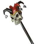 Jester Skull Joker Evil Clown Black Red Halloween Mens Costume Stick Cane