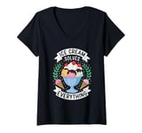 Womens Ice Cream Solves Everything Funny Ice Cream Lover V-Neck T-Shirt