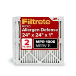 Filtrete Filtre à air 24 x 24 x 1, MPR 1000, MERV 11, Micro Allergen Defense 3 mois plissés 2,5 cm, 2 filtres