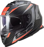 LS2, Casque Moto Intégral Storm II Racer Matt Titanium Orange, XS