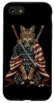 iPhone SE (2020) / 7 / 8 Cat Samurai American Flag Samurai Cat Art Patriotic Cat Case