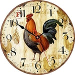 VIKMARI Horloge Murale silencieuse Non coutil - Courir Motif Cheval Cuisine Horloge Murale qualité Quartz Batterie Operated Horloge Murale Ronde 8 inch Coq Rustique