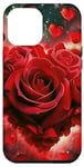 Coque pour iPhone 14 Plus Rose Kawaii Cœur Rouge Floral Fleur Valentine