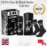 LYNX Black Socks & Deodorant Body Wash & Body Spray Duo Gift Set for Him