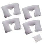 eBuyGB Pack of 4 Inflatable Travel Neck Pillows with Pouch, Polyester, Grey,17 x 11.5 x 1 cm