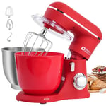 Kitchen in the box Stand Mixer, 4.5L+5L Two Bowls Food Mixer for Baking, 10 Speeds Electric Kitchen Mixer with Dough Hook, Whisk, Beater, 1300W Matte Cake Mixer (Red)