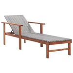 Prolenta Premium - Chaise Longue Résine Tressée Et Bois D'acacia Massif Gris