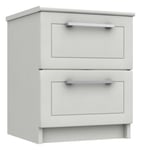 One Call Furniture Hatfield 2 Drawer Bedside Table - White Gloss