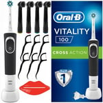 Oral-B Vitality 100 Svart tandborste + 4 kompatibla borsthuvuden