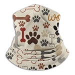 Coodream Dog Paw Print And Bone Microfiber Neck Warmer Headwear Scarf Cold Weather Winter Outdoor Sports Bandana Balaclava Unisex