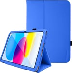 Coque Cuir Compatible Avec Ipad 10 2022 [10ème Génération] Housse De Protection En Cuir Pu Avec Support Stand Et Prise Main,Fonction Sommeil/Réveil,Coque Pour Ipad 10.9 2022 [Bleu].[I657]