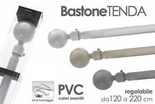 GI bton de Tente, Barre de Rideau Extensible cm 120/220, en métal coloré et en PVC; kit de Montage Inclus (Blanc)