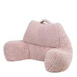 icon Teddy Bear Cuddle Cushion, Dusky Pink, Extra Large Fluffy Sherpa Fleece Bean Filled Back Support Reading Pillow for Bed