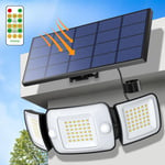 intelamp Lampes Solaires d'extérieur de Mouvement avec Télécommande,6000mAh 1200LM Lampes Solaires à détecteur ave Solaire Panneau Indépendant,4 Modes 270° Grand Angle Solaire Lumières ave 2.7m Cable