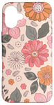 Coque pour iPhone 16 Plus Retro 70s Vintage Hippie Floral Botany Gerbera Flowers Pink