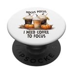 Funny Halloween Hocus Pocus I Need Coffee To Focus Barista PopSockets Adhesive PopGrip