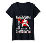 Womens Its All Fun & Games Until You Call It Karate Tang Soo Do V-Neck T-Shirt