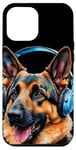 Coque pour iPhone 15 Plus Berger Allemand Écouteurs Chien Alsacien Animaux Imprimé