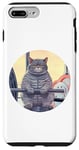 iPhone 7 Plus/8 Plus Cute Grey Fit Muscle Cat Sitting on Gym Lifting Bench Case