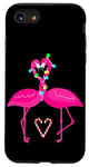 Coque pour iPhone SE (2020) / 7 / 8 ugly christmas flamingo candy cane bird christmas lights heart