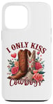 Coque pour iPhone 13 Pro Max I Only Kiss Cowboys Tee Bottes de cowboy western Saint-Valentin