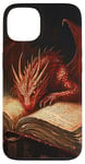 iPhone 13 Aesthetic Gothic Red Dragon Reading Book Painting Bookish Case