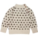 HUTTEliHUT FREJ sweater alpaca wool – off white/brown - 6-8år