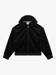 BOSS Kids' Embossed 'B' Logo Velvet Hooded Cardigan, Black