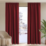 PONY DANCE Rideau Occultant Rouge - Rideau Salon Moderne Lot De 2 Rideaux et Draperies Intérieurs, Galon Fronceur pour Cuisine Chambre Tenture Occultante, 167 x 228 cm, 2 Pcs, Rouge