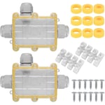 2 Pièces Boite de Derivation Etanche Exterieur, Boite Etanche Electrique Exterieur, Boîte de Jonction étanche IP68, 3 Voies Connecteurs Boîtier