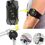 Bone Bike + Run Tie Connect Kit, Support de téléphone Moto Vélo Trottinette, Rotatif à 360° Détachable Universel s'adapte à Tout Guidon Tige, Compatible avec Les Smartphones ’’4,7 à 7,2’’ Garmin Edge