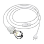 3m de câble textile LEKA blanc, fiche, interrupteur + ampoule LED 667lm blanc