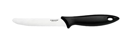 Fiskars Couteau à Tomates, Essential, longueur totale : 23 cm, acier inoxydable / plastique PP, Noir, Essential, 1065569