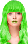 Party Wig Long Wavy Hair Neon Green