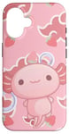 iPhone 16 Cute Kawaii Axolotl Cat Aesthetic Pink Cloud Case