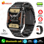 2024 Uusi 1.95 Outdoor Military Man Smart Watch Miesten Bluetooth Call Smart Watch Miesten Android Ios Ip68 Vedenpitävä Ftiness Kellot_Black steel belt_Outdoor Military