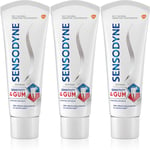 Sensodyne Sensitivity & Gum Whitening Blegende tandpasta Til beskyttelse af tænder og tandkød 3x75 ml