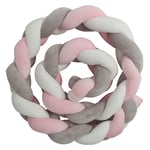 Tolletour - Tour de Lit Coussin Serpent Coussin Tressé Pare-chocs Velours Protection Bébé 2M Gris Blanc Rose