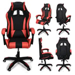 Office World Gaming Chair - Ergonomisk kontorsstol med justerbara armstöd, ryggstöd och nackstöd för PC-spelare - Svart/Röd