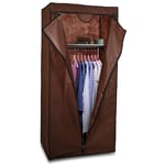 G-Rack Folding Portable Wardrobe, 75 x 43 x 160 cm - Canvas Organizer Brown