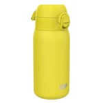 Ion8 Stainless Steel Water Bottle (350ml) Leakproof Drinking Bottle, Triple Lock Lid Prevent Spills & Hide Away Handle, Dishwasher Safe & Straw Compatible, Slimline Design for Backpacks, Yellow