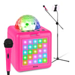 Karaoke Machine Speaker System with Lights, Microphones & Tablet Holder- KAR15P