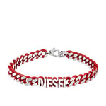 Diesel Bracelet for Men Steel, Length: 195MM+15MM, Width: 21.9MM, Height: 8MM Red Stainless Steel Bracelet, DX1415040