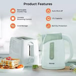 Geepas 2 Slice Toaster & Illuminating  Kettle Combo Set 1.7L Cordless Jug White