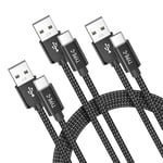 BASESAILOR Samsung Galaxy S25 Charger Cable 3Pack 1/2/3M,USB to USB C Cable,Type C Fast Charging Power Lead for Galaxy S22 S23 S24 FE Plus Ultra,A15,A25,A33 A34 A35,A53 A54 A55,A74 A73,Tab S8 S9 S10