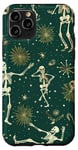 Coque pour iPhone 11 Pro Vert Art Déco Squelettes Tropical Dancing Night Sky