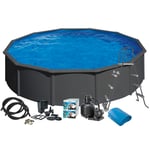 Swim & Fun Poolpaket Pool Basic 120 Rund Antracitgrå 2933