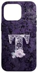 Coque pour iPhone 16 Pro Jolie rose florale violette avec monogramme lettre T